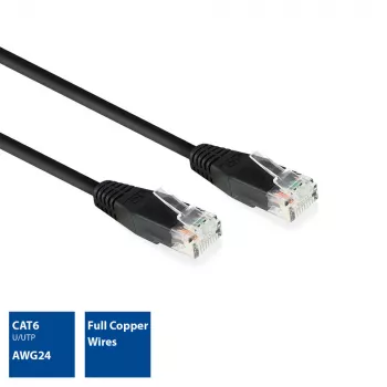 ACT Black 2.0 meetrine U/UTP CAT6 patch-kaabel RJ45-pistikuga