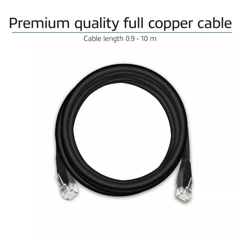 ACT Black 2.0 meetrine U/UTP CAT6 patch-kaabel RJ45-pistikuga