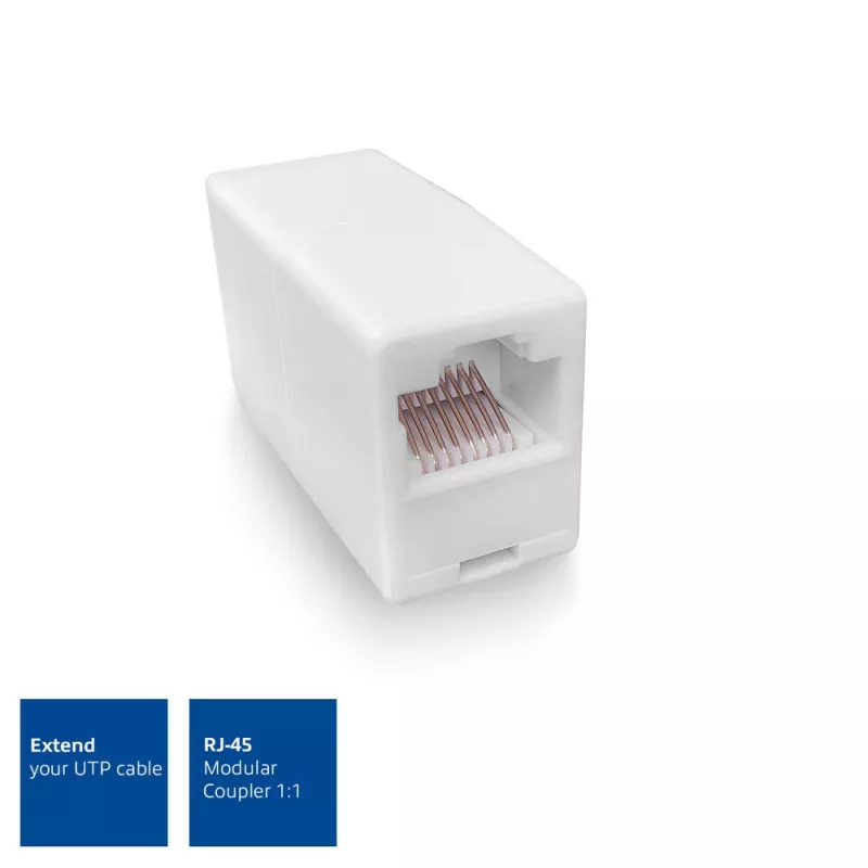 Modulaarne RJ-45 ühenduspesa ACT AC4105 valge, pistik 1: RJ-45, pistik 2: RJ-45