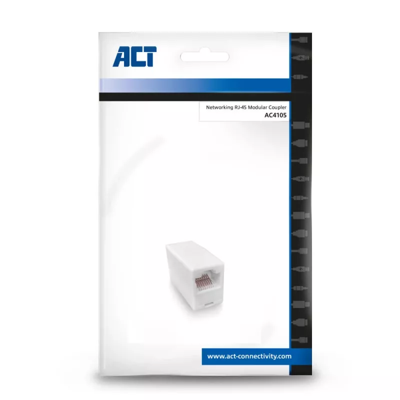 Modulaarne RJ-45 ühenduspesa ACT AC4105 valge, pistik 1: RJ-45, pistik 2: RJ-45