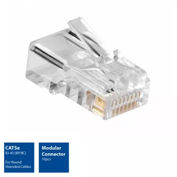 ACT modulaarne CAT5E RJ-45-pistik ACT AC4110 isane hõbedane läbipaistev 10 tk