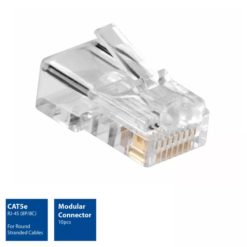 ACT modulaarne CAT5E RJ-45-pistik ACT AC4110 isane hõbedane läbipaistev 10 tk