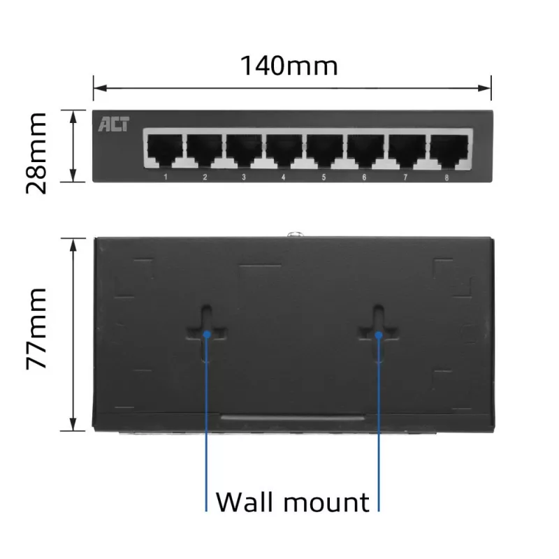 Haldamatu lüliti ACT AC4418 8 porti Gigabit Ethernet 10/100/1000