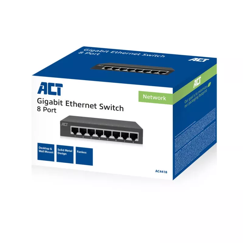Haldamatu lüliti ACT AC4418 8 porti Gigabit Ethernet 10/100/1000