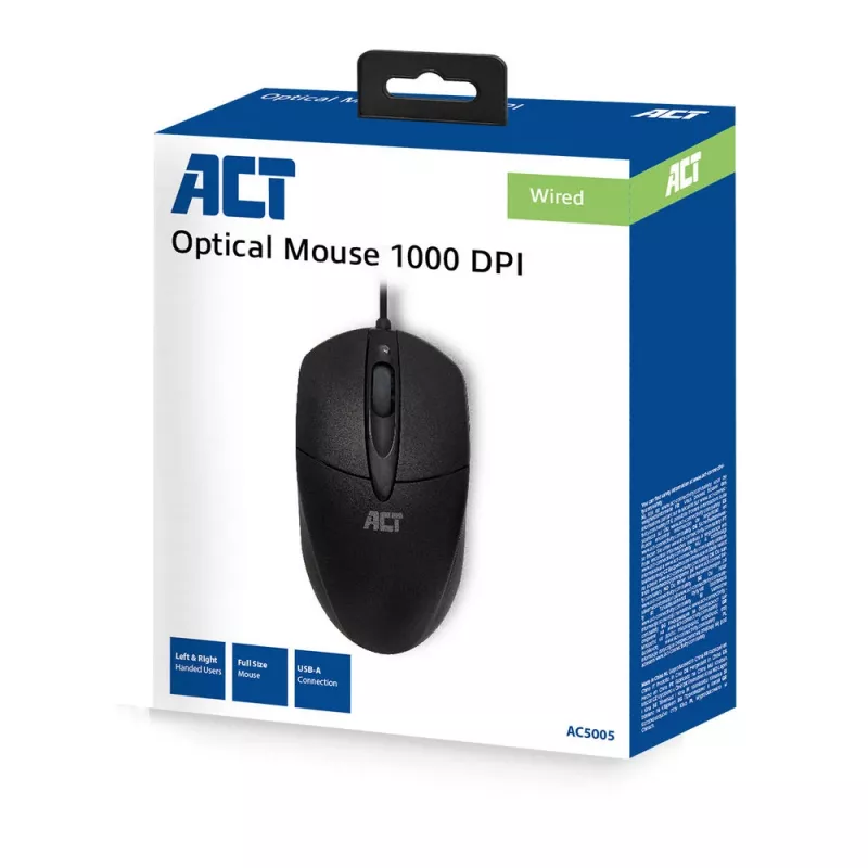ACT juhtmega optiline hiir 1000 DPI, USB