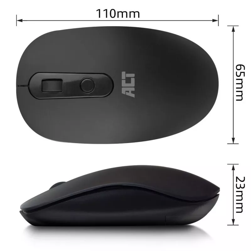 ACT juhtmevaba hiir 1200 DPI, mõlemakäeline, RF-juhtmevaba, 1200 DPI, must