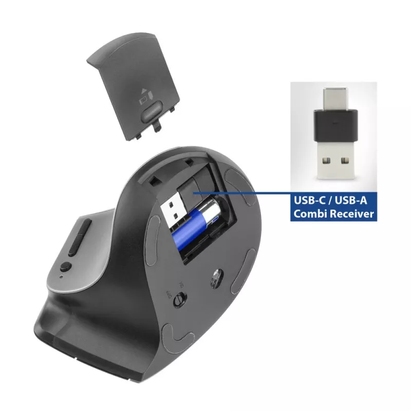 ACT juhtmevaba ergonoomiline hiir Bluetoothi ja USB-C/USB-A-ga