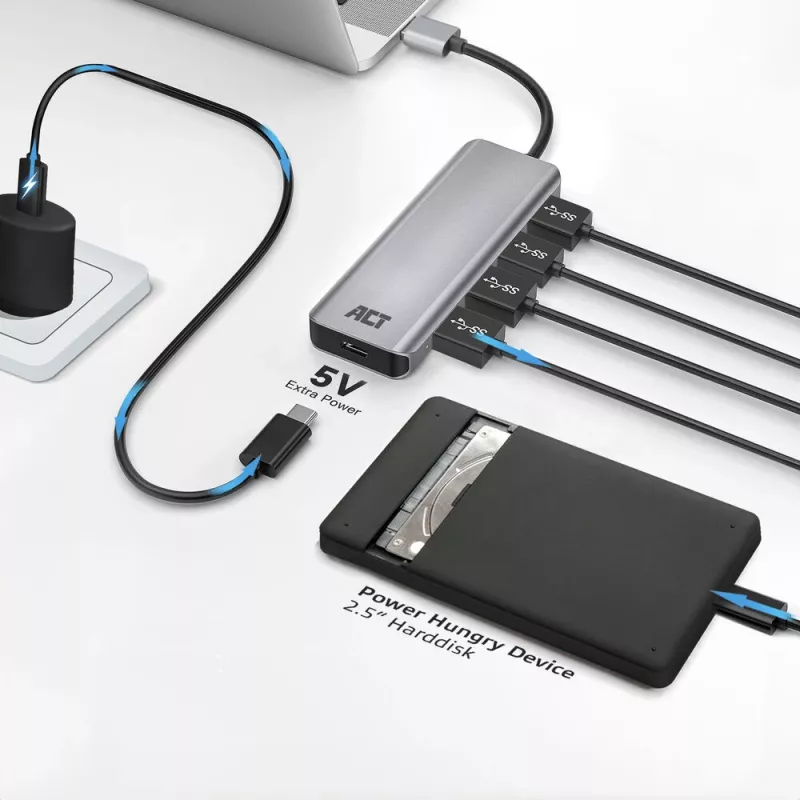 USB-jaotur ACT AC6121 Type-A 5000 Mbit/s Alumiinium
