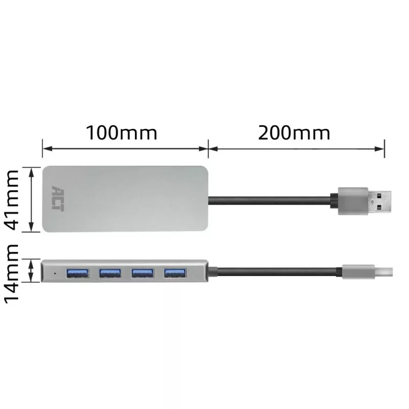 USB-jaotur ACT AC6121 Type-A 5000 Mbit/s Alumiinium