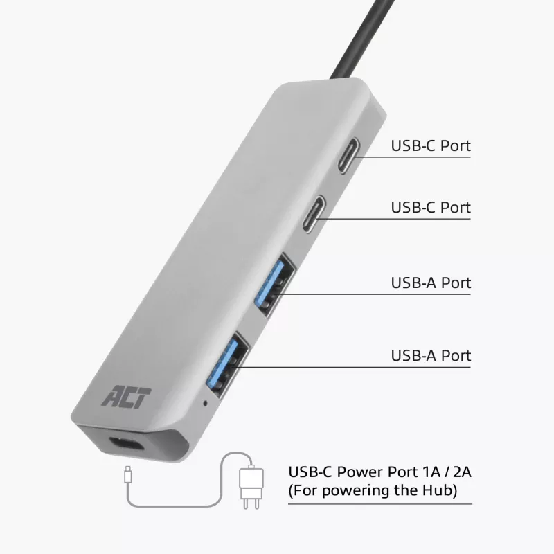 USB-jaotur ACT AC6125 3.2 Gen 1 Type-A 5000 Mbit/s Hall