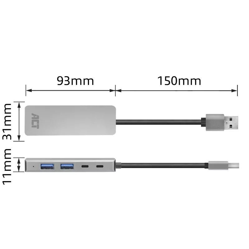 USB-jaotur ACT AC6125 3.2 Gen 1 Type-A 5000 Mbit/s Hall