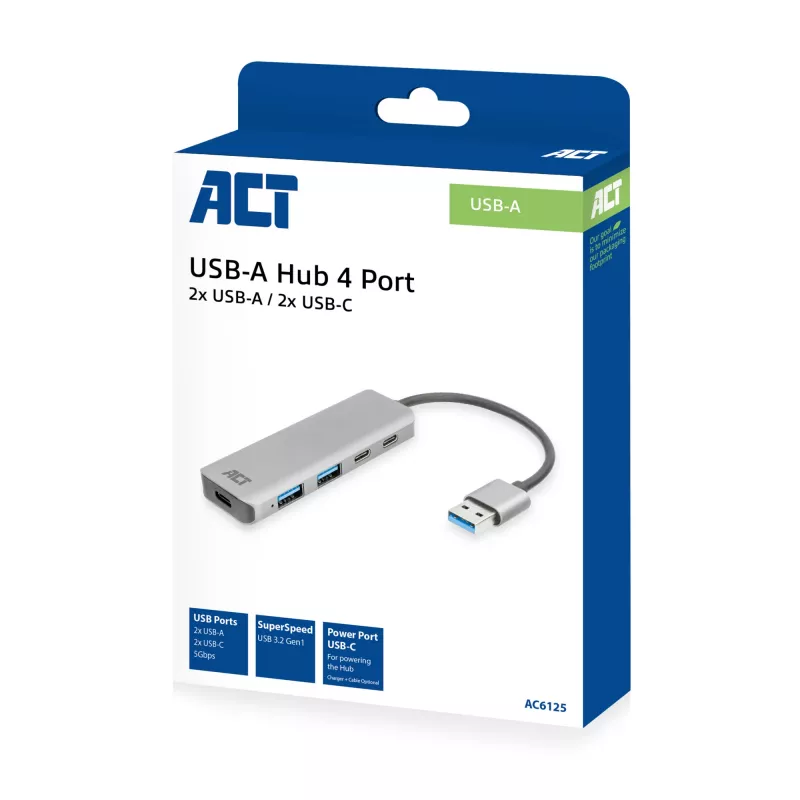 USB-jaotur ACT AC6125 3.2 Gen 1 Type-A 5000 Mbit/s Hall