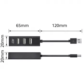 USB-jaotur ACT AC6205 2.0 480 Mbit/s Must 0,12 m