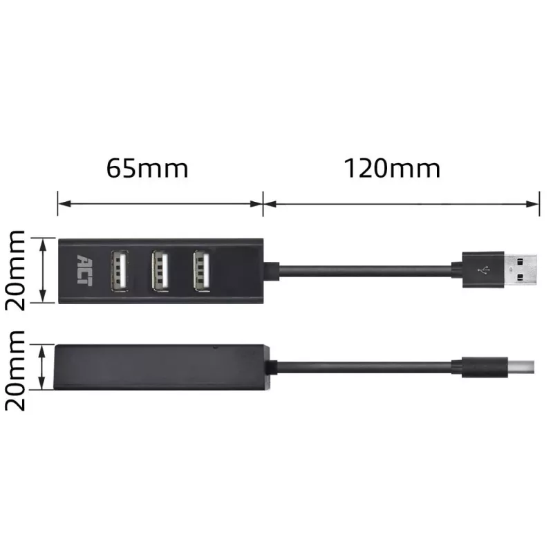 USB-jaotur ACT AC6205 2.0 480 Mbit/s Must 0,12 m