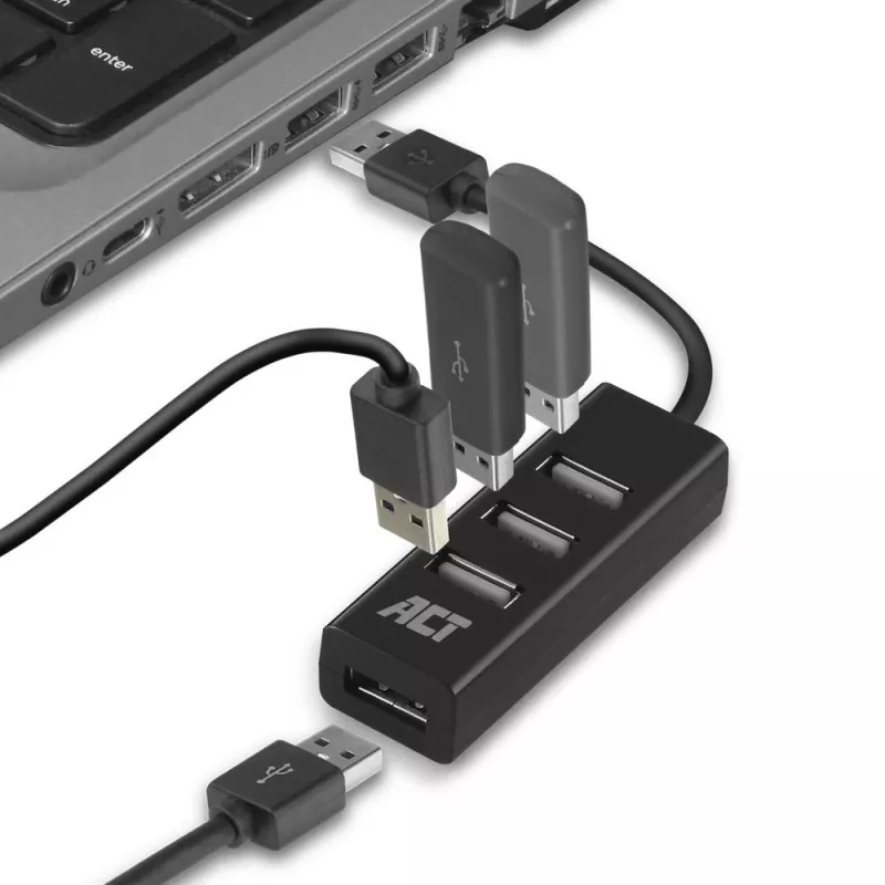 USB-jaotur ACT AC6205 2.0 480 Mbit/s Must 0,12 m