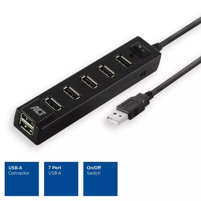 USB-jaotur ACT AC6215 480 Mbit/s Must