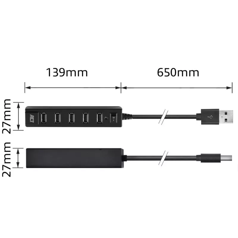 USB-jaotur ACT AC6215 480 Mbit/s Must