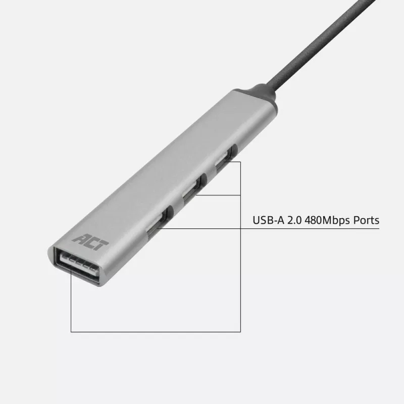 ACT AC6225 USB 2.0 jaotur 480 Mbit/s hall alumiinium