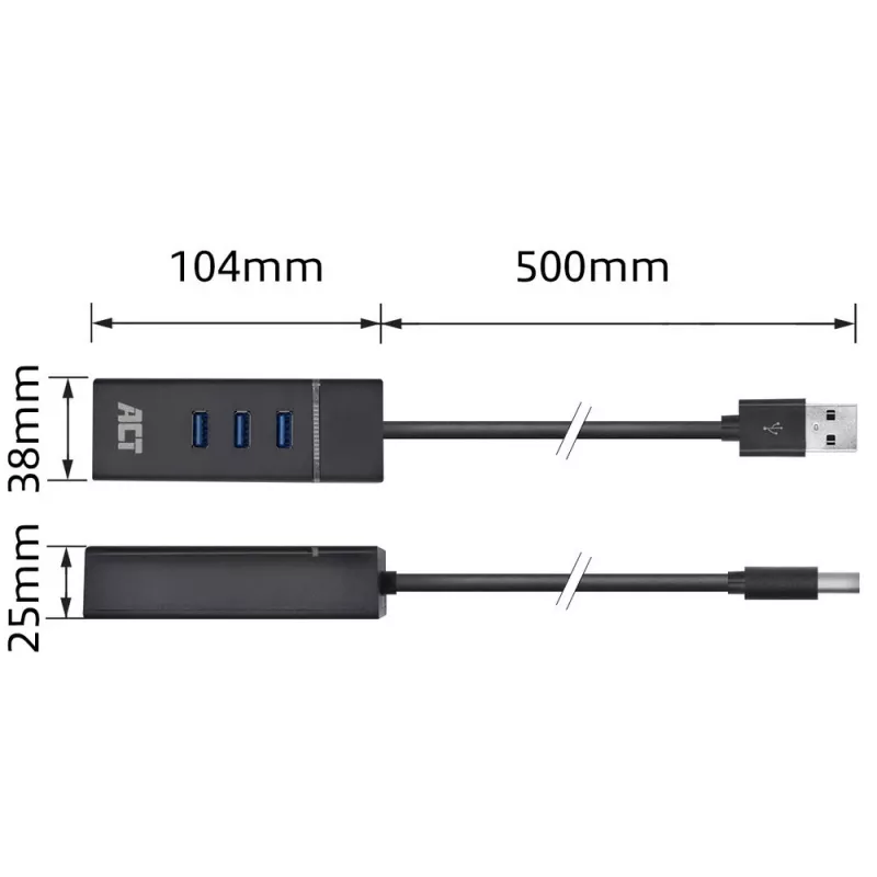 Dokkimisjaam ACT AC6310 USB 3.2 Gen 1 juhtmega ühendus must Ethernet