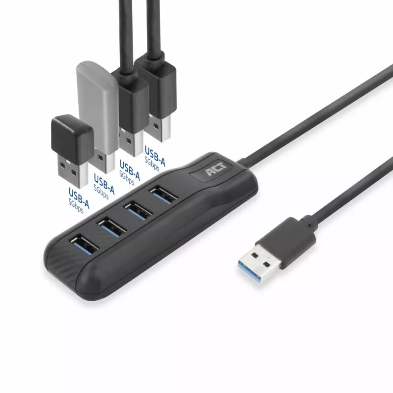 ACT AC6320 liidesejaotur USB 3.2 Gen 1 (3.1 Gen 1) Type-A 5000 Mbit/s Must