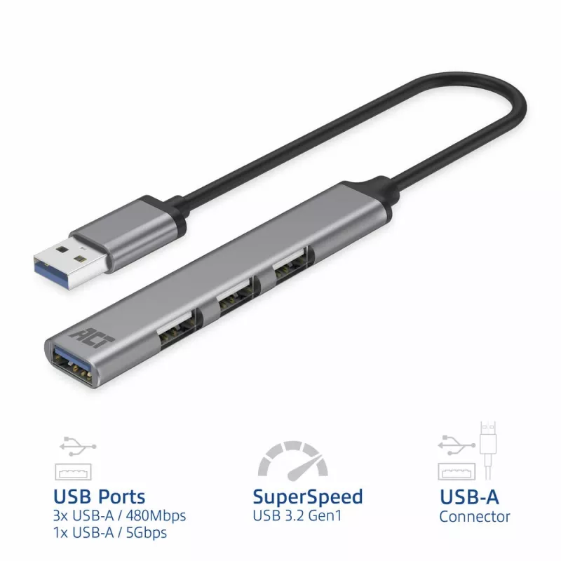 ACT AC6325 USB 3.2 Gen 1 Type-A Hub 5000 Mbit/s Hall