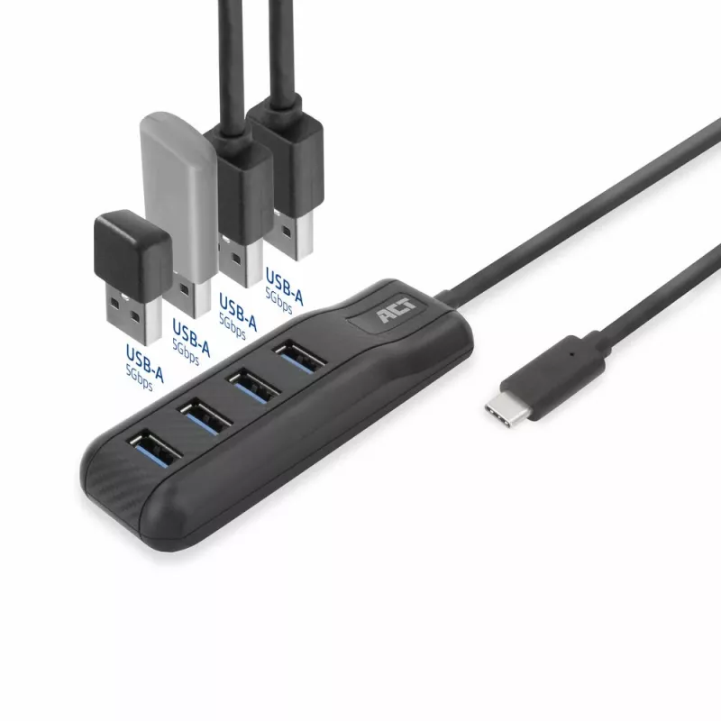 ACT AC6420 liidesejaotur USB 3.2 Gen 1 (3.1 Gen 1) USB-C 5000 Mbit/s Must