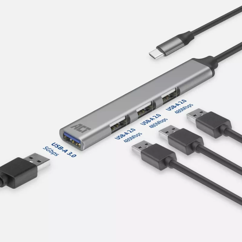 USB-jaotur ACT AC6425 USB-C 5000 Mbit/s alumiinium hall