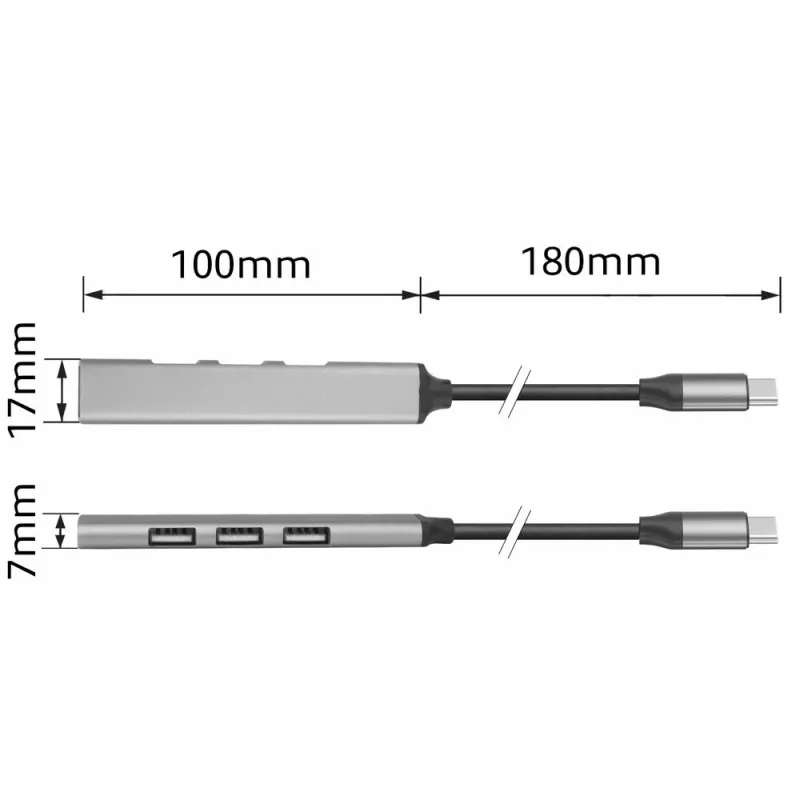 USB-jaotur ACT AC6425 USB-C 5000 Mbit/s alumiinium hall