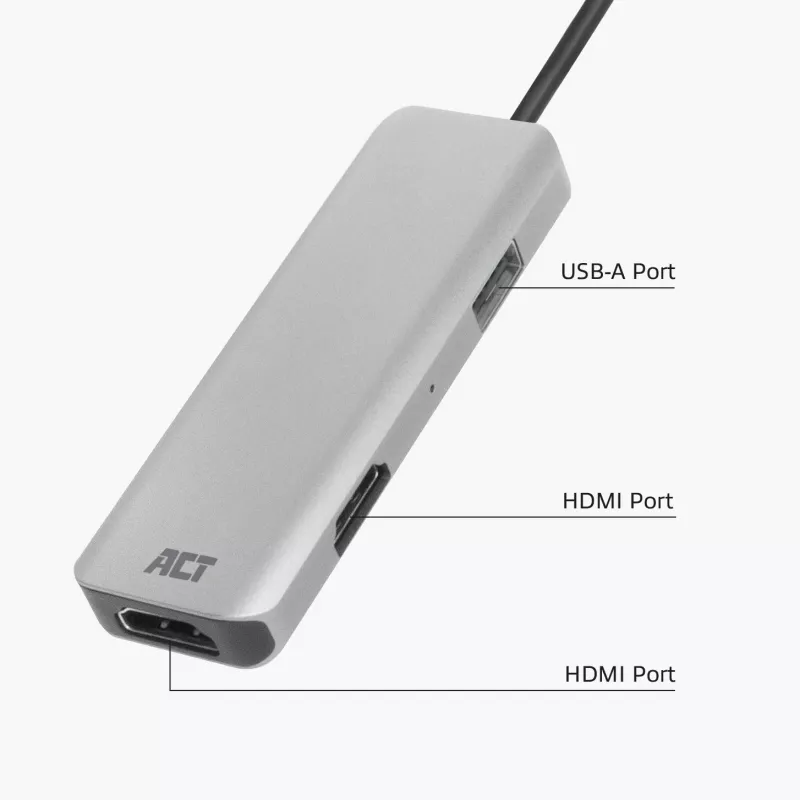 ACT USB-C 4K mitme pordiga adapter 2 HDMI monitorile, USB-A andmepordiga