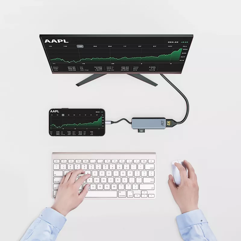 ACT USB-C 4K mitme pordiga adapter 2 HDMI monitorile, USB-A andmepordiga