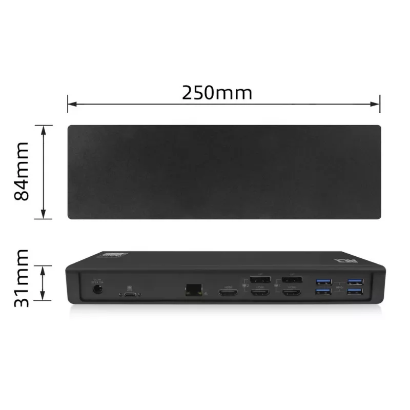 ACT USB-C dokkimisjaam 4K, 2 või 3 HDMI/DisplayPort monitorile, DisplayLink