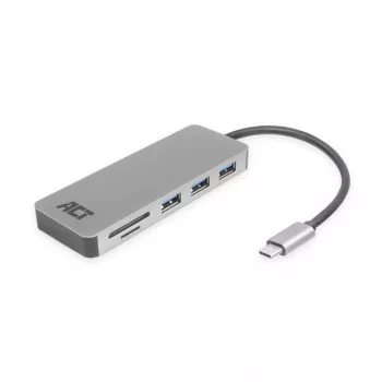 ACT USB-C jaotur 3.0, 3x USB-A, kaardilugeja, PD läbivool