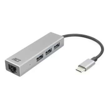 USB-C jaotur ACT AC7055 3x USB-A Gigabit Ethernet