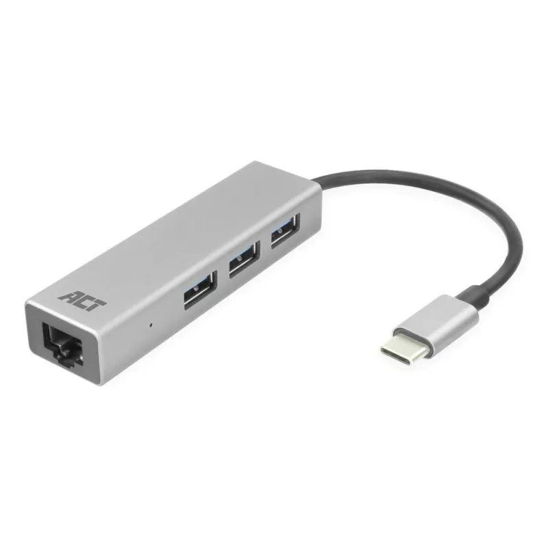 USB-C jaotur ACT AC7055 3x USB-A Gigabit Ethernet