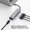 USB-C jaotur ACT AC7055 3x USB-A Gigabit Ethernet