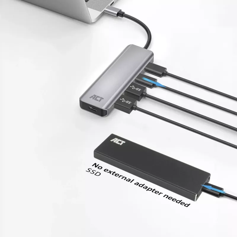 ACT AC7072 USB 3.2 Gen 1 USB-C jaotur 5000 Mbit/s Must Hall