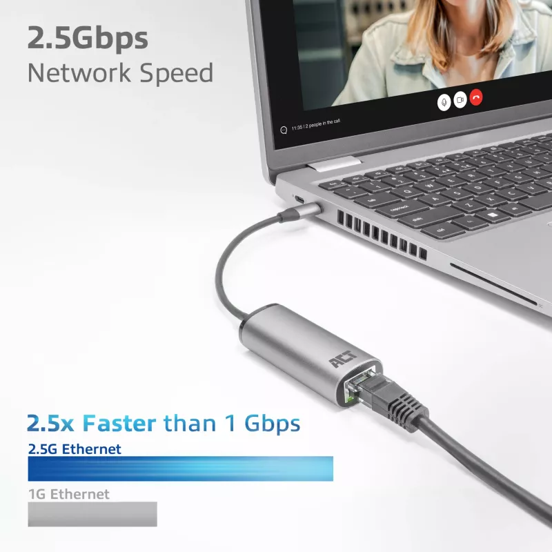 USB-jaotur ACT AC7081 USB-C 2500 Mbit/s Alumiinium