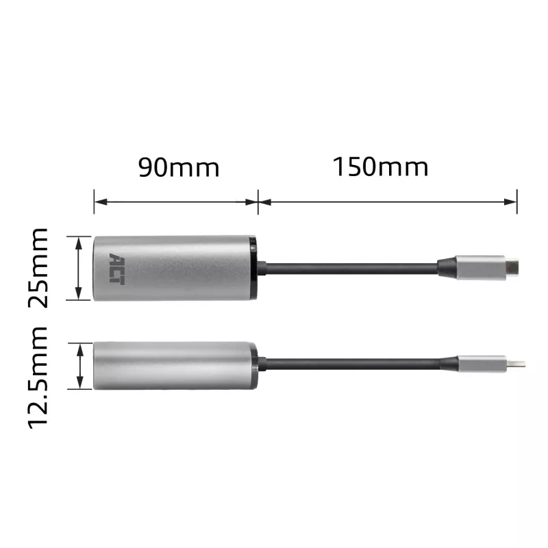 USB-jaotur ACT AC7081 USB-C 2500 Mbit/s Alumiinium