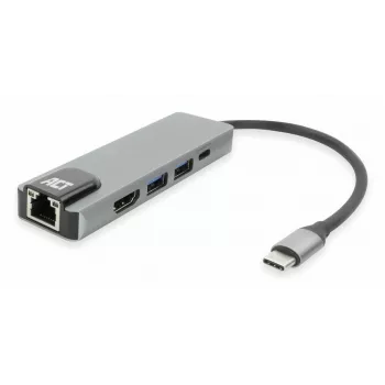ACT USB-C 4K dokkimisjaam 1 HDMI monitorile, Ethernet, USB-A, PD läbivooluga