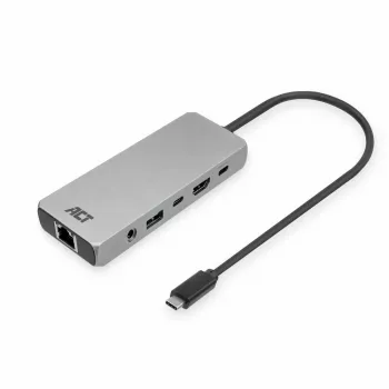 ACT USB-C 4K / 8K 30Hz dokkimisjaam 1 HDMI-monitori, 2,5 Gigabit Etherneti, USB-C 10Gbps, USB-A 10Gbps, 3,5 mm heli, PD läbivooluga