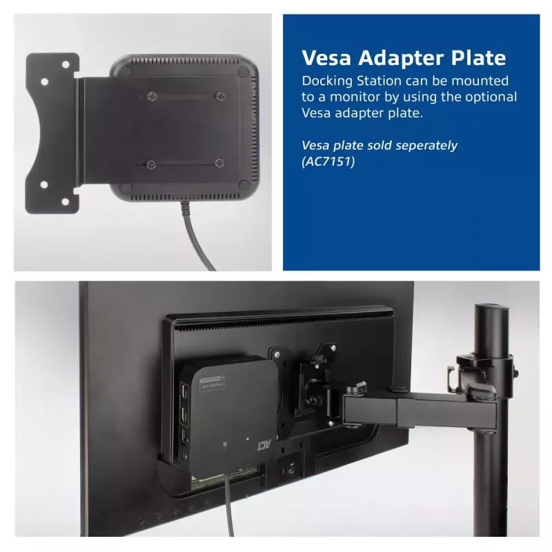 ACT universaalne USB-C dokkimisjaam 4K, 2 HDMI/DisplayPort monitorile, DisplayLink, kompaktne disain