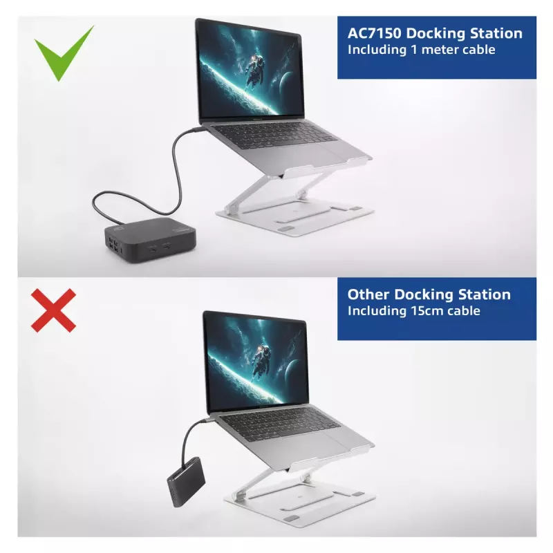ACT universaalne USB-C dokkimisjaam 4K, 2 HDMI/DisplayPort monitorile, DisplayLink, kompaktne disain
