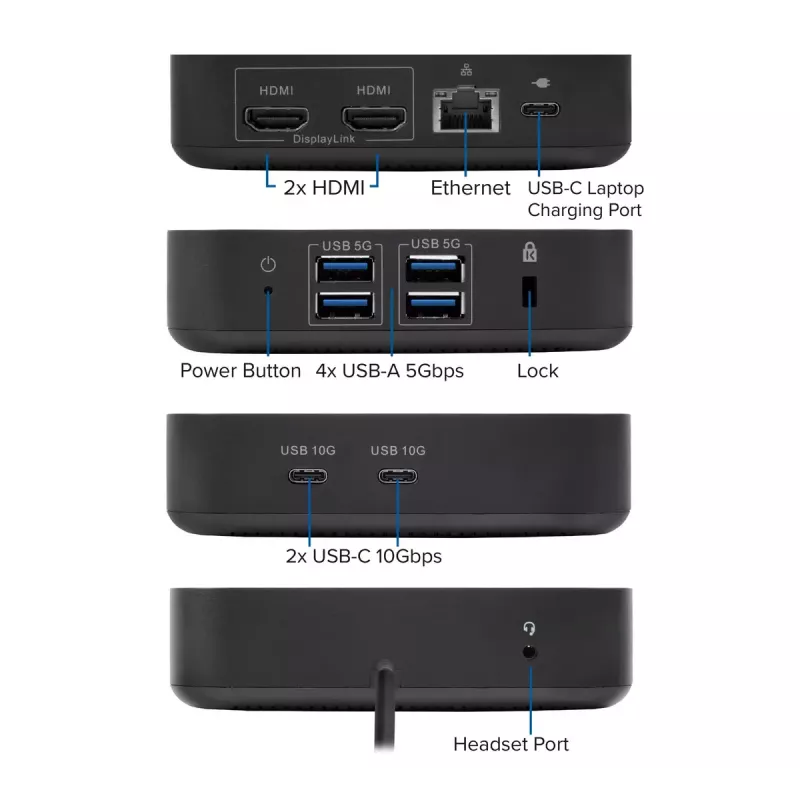 ACT universaalne USB-C dokkimisjaam 4K, 2 HDMI/DisplayPort monitorile, DisplayLink, kompaktne disain