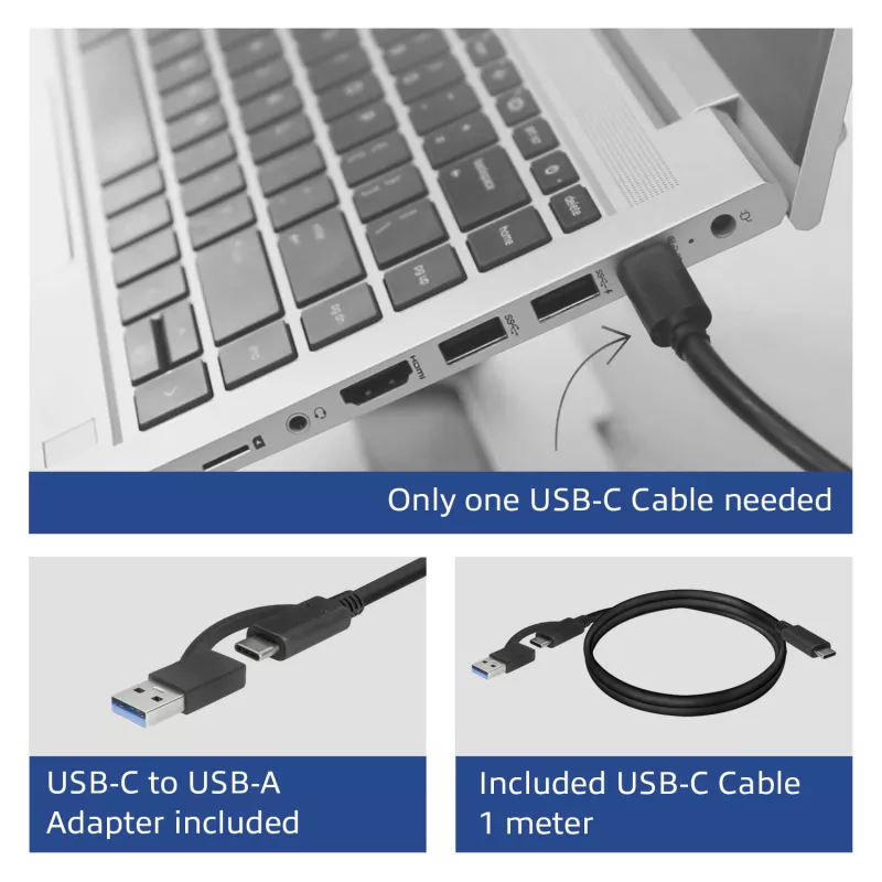 ACT USB-C dokkimisjaam 4K, 2 HDMI või DisplayPort monitorile, DisplayLink