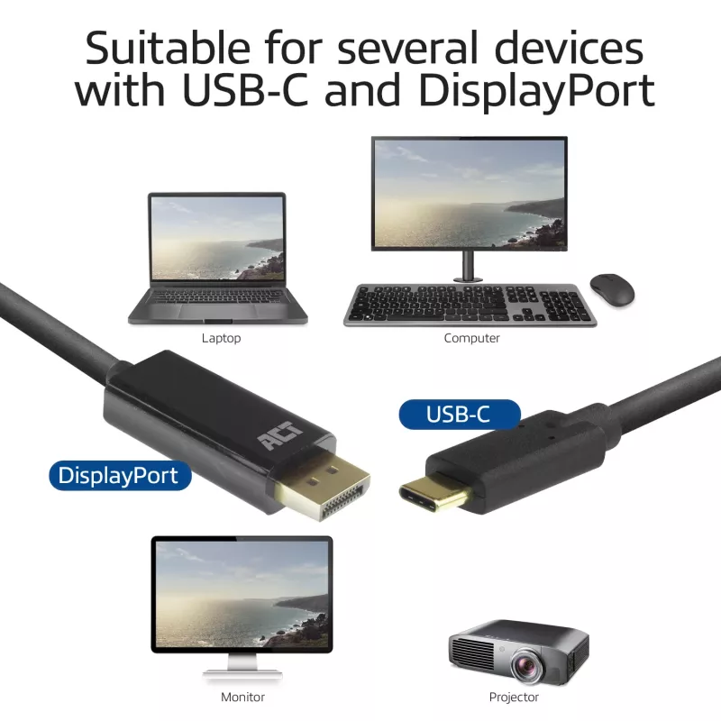 USB-C - DisplayPort kaabel ACT AC7325 2 meetrit