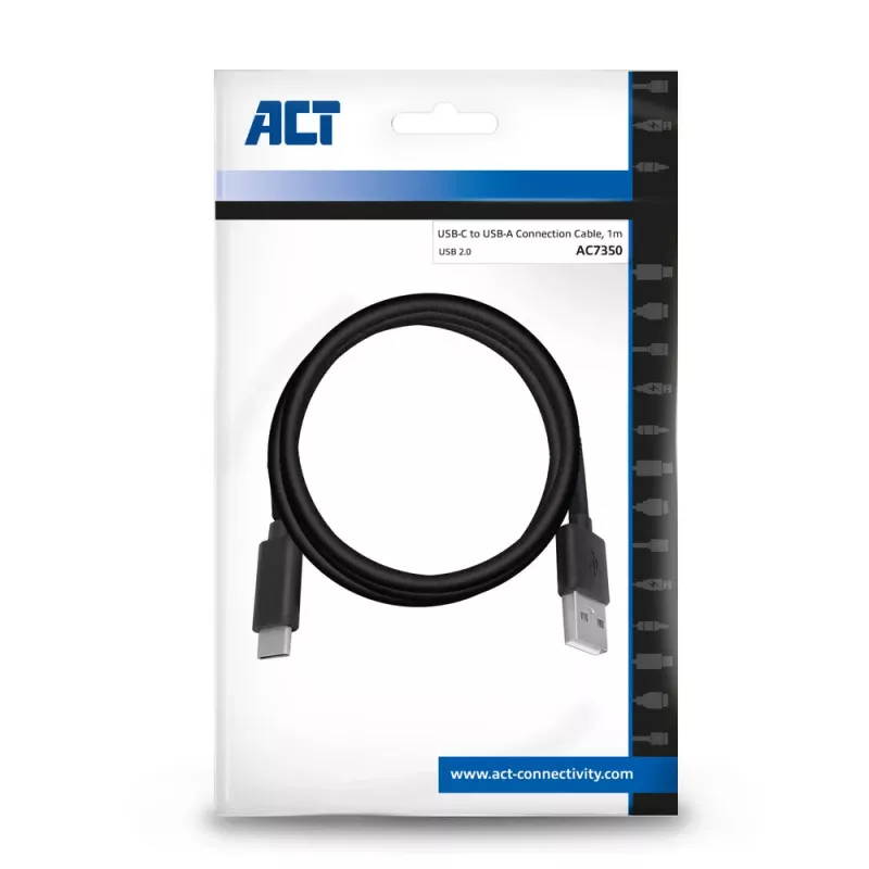 ACT USB 2.0 kaabel USB-A – USB-C 1 meeter AC7350