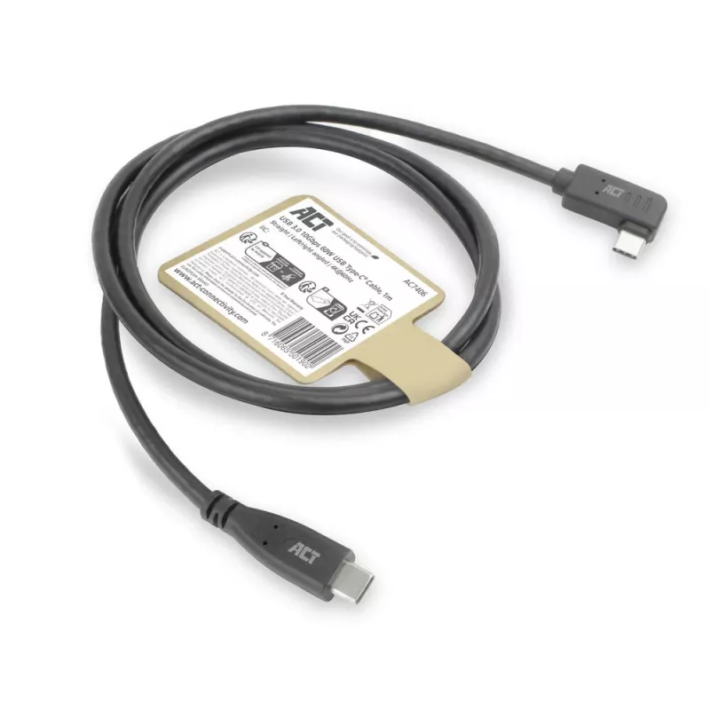 ACT USB 3.0 nurkkaabel USB-C 1 meeter 5 Gbit/s must