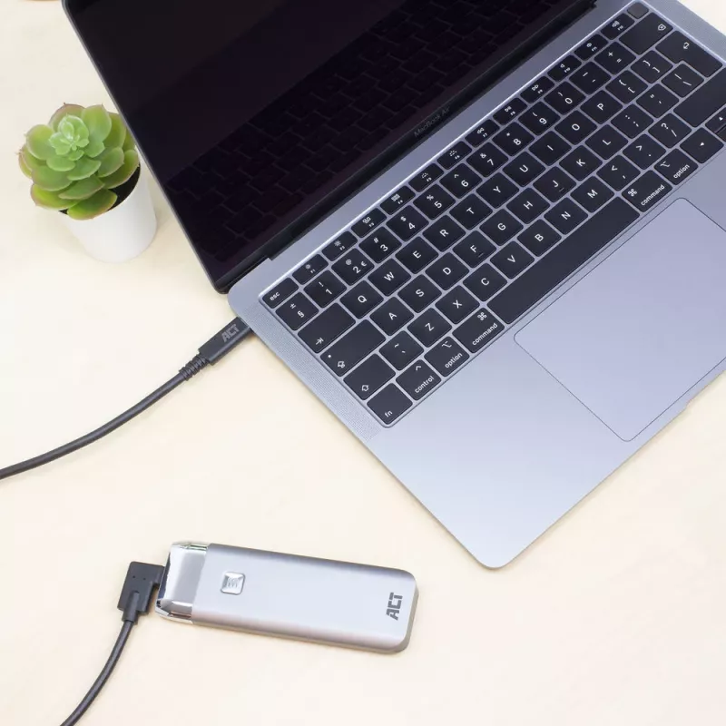 ACT USB 3.0 nurkkaabel USB-C 2 meetrit 5 Gbit/s Must