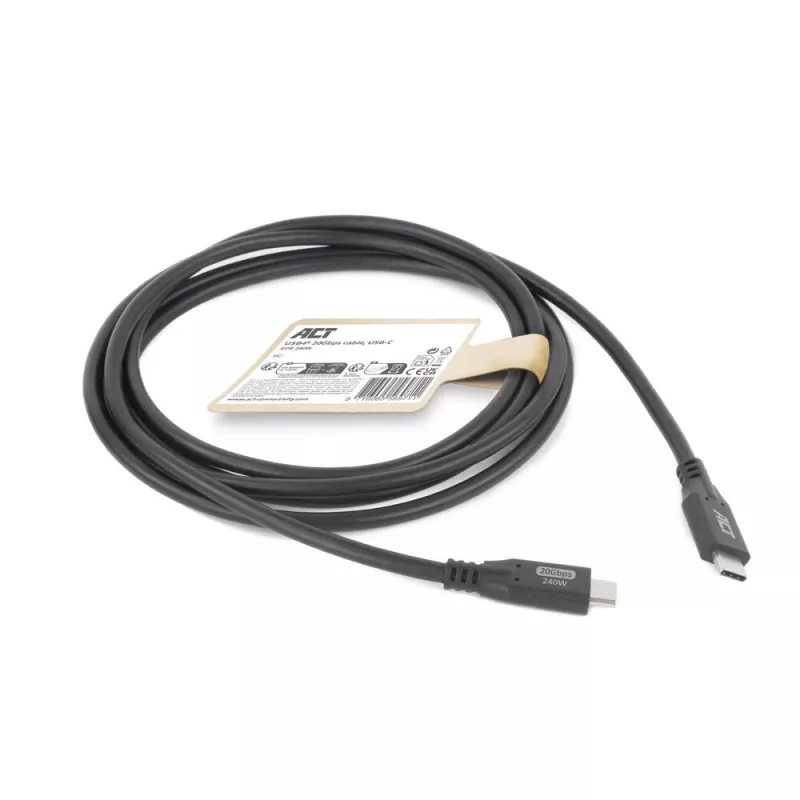 ACT USB4 20Gbps 240W USB USB-C kaabel 1 meeter must