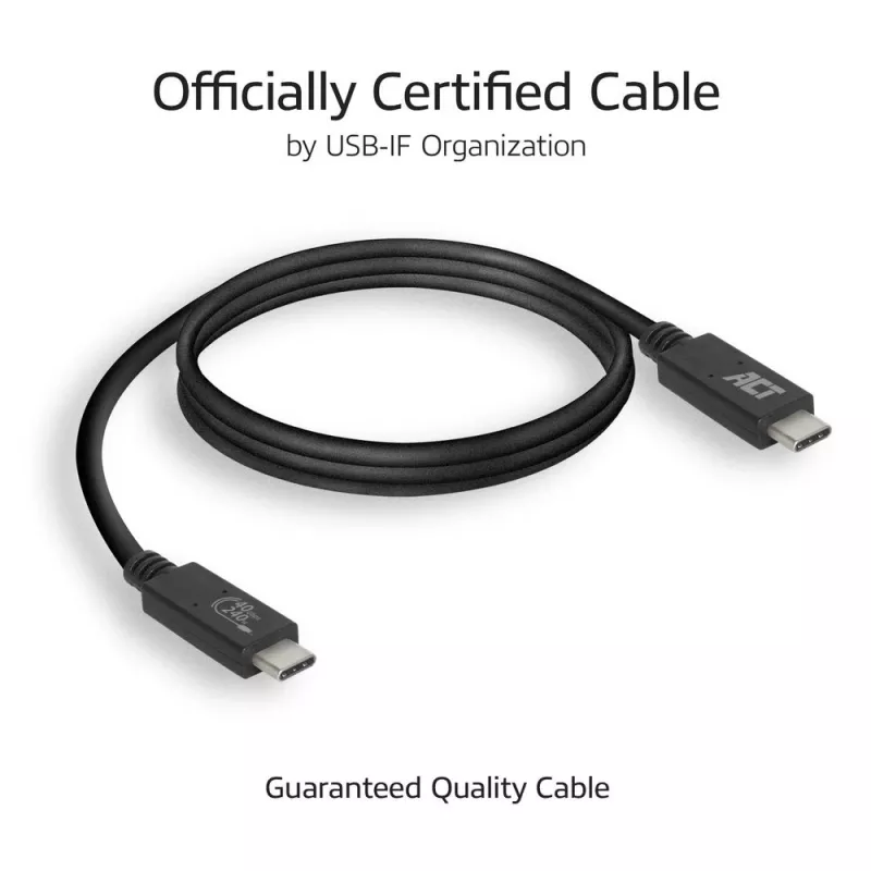 ACT USB4® 40Gbps 240W USB Type-C® kaabel, USB-IF sertifitseeritud 0,8 meetrit